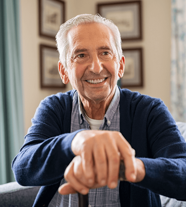 A portrait of a happy elderly man